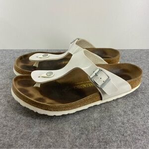Birkenstock Gizeh Birko-Flor White Slip On Thong Sandals Women’s Size 41 or US10